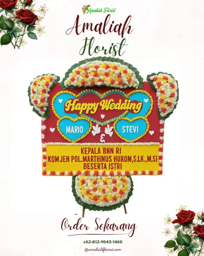 Karangan Papan Bunga Pernikahan di Cikaum